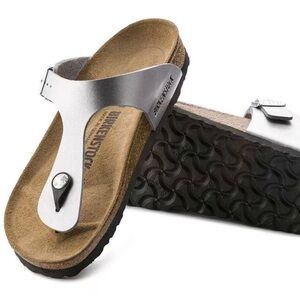 Birkenstock Silver Gizeh Thong Sandals